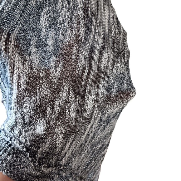 Say What Knit Crochet Cardigan Open Front Small Cascade Black White Lightweight - Picture 3 of 7